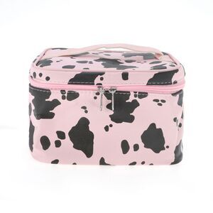 Cow Pattern Square Makeup Bag Pink
